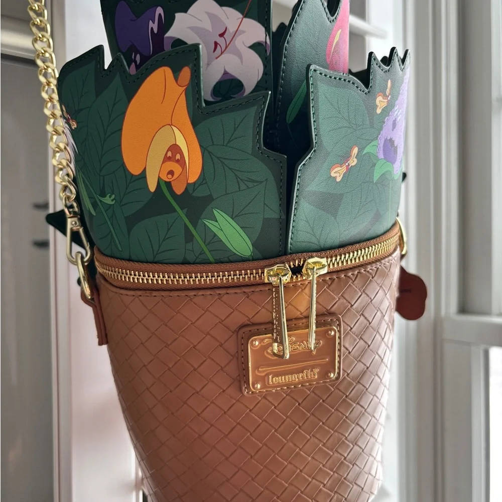 Loungefly Alice in Wonderland Singing Flowers Floral Basket Shoulder Bag - Picture 2 of 4